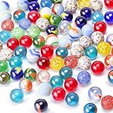 HAKACC 80 Stück Kleine Glasmurmeln, Glas Murmeln Kinder Murmelspiel 16mm Bunte Murmeln...