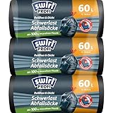 Swirl Schwerlast-Müllsäcke 60 l (3 x 12 Beutel), Mülltüten mit praktischem Zugband,...