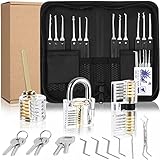 Lockpicking Set, 34 Stück Dietrich Set,3 Transparenten Übungsschlössern + Dietrich-Set...