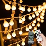 Lichterkette Außen Innen - 15M 100 LED Kugel Lichterkette, Outdoor Strom...