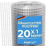 KrapTrap Volierendraht Drahtgitter I verzinkt I 20 m x 1 m I 12x12 mm I stabiler...