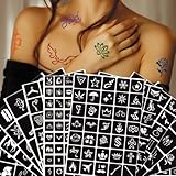 340 Stück Glitzer Tattoo Schablonen, XMASIR 16 Blätter Temporäre Tattoos Schablonen...