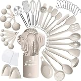 Küchenhelfer Set, 43-teiliges Silikon Kochutensilien Kochbesteck Set, Hitzebeständiger...