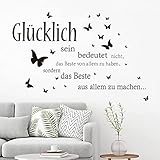 wondever Wandtattoo Sprüche Glücklich Wandaufkleber Zitate Inspirierende Schwarze...
