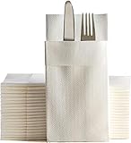 One's & Unique - Servietten, Leinen-Feel, stoffähnlich, Papier-Bestecktaschen,...