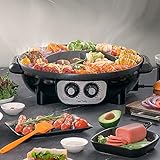 Food Party 2 in 1 elektrogrill und hotpot rauchfrei Electric Smokeless Grill and...