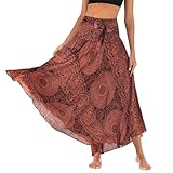 Adigaber Lang Gedruckter Rock Damen Chiffon Bohemien Einheitsgröße Maxirock...