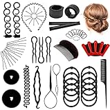 Haare Frisuren Hilfe Set, Haar Zubehör DIY Kit,Knotenringe für Haarstyling, Haargeflecht...