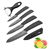 Cadrim Keramikmesser Set 5-teilig, Kochmesser mit Klingenschutz, Gemüsemesser...