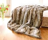 Felldecke Wolf hell aus Fellimitat in 5 Größen als Kuscheldecke und Tagesdecke oder...