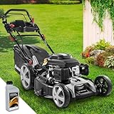 BRAST® Benzin Rasenmäher mit Antrieb | 5,2kW (7PS) | Elektrostart | 55cm...