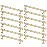 NESHO 12 Stück goldfarbene Schrankgriffe, 12,7 cm Lochmitte, moderne Schubladengriffe aus...