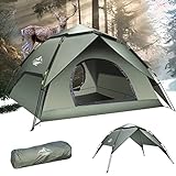 Camping Zelt Automatisches Sofortzelt 2-3 Personen Pop Up Zelt, Doppelschicht Wasserdicht...