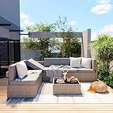 Pamapic 8495 Terrassen-Gesprächsset, Rattan, grau, 7 PCS