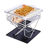 YXYLJOZ Outdoor-Grill, klappbarer Feuerstelle aus Edelstahl für Camping, Picknick,...