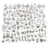 PLABBDPL Schmuck Anhänger set, 100pcs Gemischte Charms Silber, Schmuckanhänger zum...