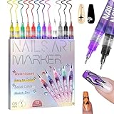 MKNZOME 12 Farben 0.5MM Nagellack Stift Set, 3D Nail Art Pen Nagellackstifte Nageldesign...