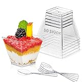 Hacos 50 Stück Desserttassen 110ml 3.9oz Desserttasse Plastik Dessertbecher mit 50 Stück...