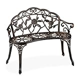 Relaxdays, Bronze Gartenbank, 2 Sitzer, Rosen, Terrasse, Balkon, Alu &...