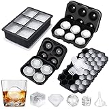 Eiswürfelform Silikon Eiswürfelbehälter mit Deckel - 4er-Set, leicht zu lösen,...