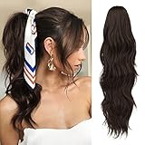 FESHFNE Pferdeschwanz Haarteil Lang Gewellt, 50 cm Extensions Zopf Claw Clip Wavy Ponytail...