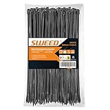 SWEED Kabelbinder schwarz 300mm, 100 Stück Kabelbinder UV Beständig, 4.8mm Breite...