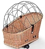 Tigana - Hundefahrradkorb für Gepäckträger aus Weide Natur 56 x 36 cm mit Metallgitter...
