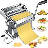 Pasta Maker Maschine, Hausgemachte Edelstahl Manuelle Walze Pasta Maker mit Einstellbare...