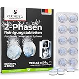 CLENESSO 2-Phasen Reinigungstabletten Kaffeevollautomaten (20 Stück) –...