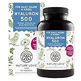 NATURE LOVE® Hyaluronsäure Kapseln mit Zink - Hochdosiert mit 500mg Hyaluron -...
