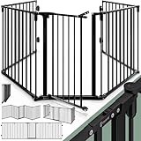 CASARIA® Kaminschutzgitter Baby mit Sicherheitstür Metall ohne Bohren 306x76cm...