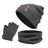 Frauen und Männer Herbst Winter Warme Wolle Hut Schal Handschuhe Slouchy Drei Stücke...