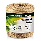 GRÜNTEK Garten Juteschnur 6 mm Dicke, Bindegarn, Gartenschnur, Bastelschnur Kordel Rolle...