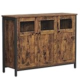 VASAGLE Sideboard, Küchenschrank, Aufbewahrungsschrank, mit Glastüren, für Wohnzimmer,...
