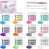 Essbares Glitzer Set - 12 Farben Glitzerpulver für Getränke, Geschmacksneutrales...