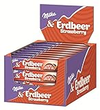 Milka Riegel Choco Erdbeer - Schokoladenriegel mit Erdbeer-Milchcrèmefüllung und...