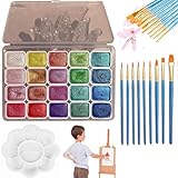 Generisch 20-Farben-Aquarell-Malset mit Pinseln und Palette, Metallic-Aquarellfarben-Set,...