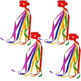 4 Stück Gymnastikband Tanz Rainbow, Stick Tanzbänder, Rhythmisch Tanzband, Farbige...