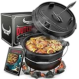 BBQ Dutch Oven - Dutch Oven Set [8L] - Für Induktion geeignet - Mit Topfständer -...