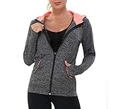 AMZSPORT Damen Laufjacke Sportjacke Langarm Trainingsjacke Sweatjacke mit Tasche...