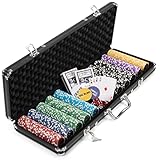 Nexos Trading Pokerkoffer schwarz Pokerset 500 Laser Pokerchips Poker Komplett...