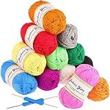 Häkelgarn 12x50g Wolle zum Stricken Fuyit acryl wolle Set Strickgarn Baumwolle...