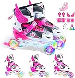 Verstellbar Inline Skates für Jungen Mädchen Anfänger，3 in 1 Rollschuhe Triskates...