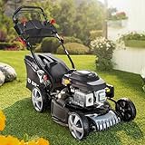 BRAST® Benzin Rasenmäher mit Antrieb | 3,5kW(4,76PS) | Elektrostart | 46cm Schnittbreite...