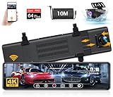 【2024 Neueste】 4K WiFi Spiegel Dashcam mit Rückfahrkamera mit 64G SD-Karte,...