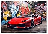 Fototapete Auto Sportwagen 3D Effekt Gaming Junge Kinderzimmer Graffiti - inkl. Kleister -...