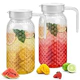 ADERTOS 2 Stücke Wasserkrug 1L Wasserkaraffe Plastik Krug mit Deckel...