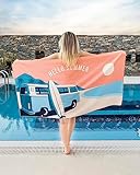 Gräfenstayn Premium Strandtuch Mikrofaser mit Umhänge-Knopf 100x180 cm -...
