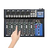 Professioneller Audiomischer, 7-Kanal Mischer mit Bluetooth Funktion, 48V Phantomspeisung,...