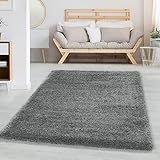 Carpettex Hochflor Teppich Wohnzimmer Shaggy Flokati Teppich Modern Einfarbig 80...